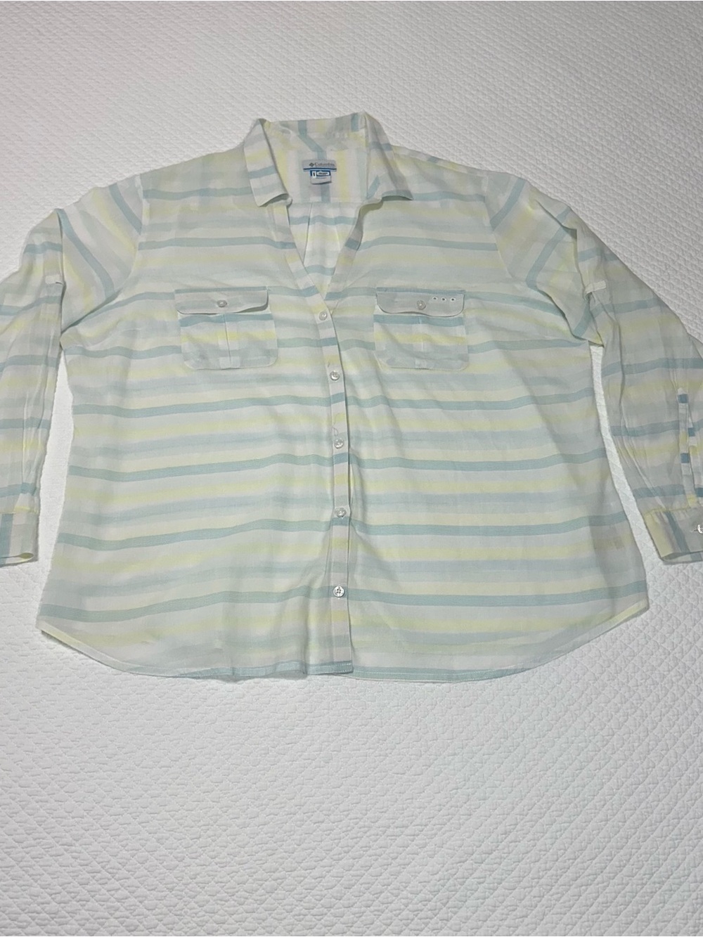 Lightweight Pastel Yellow & Light Blue Striped Button-Down Shirt